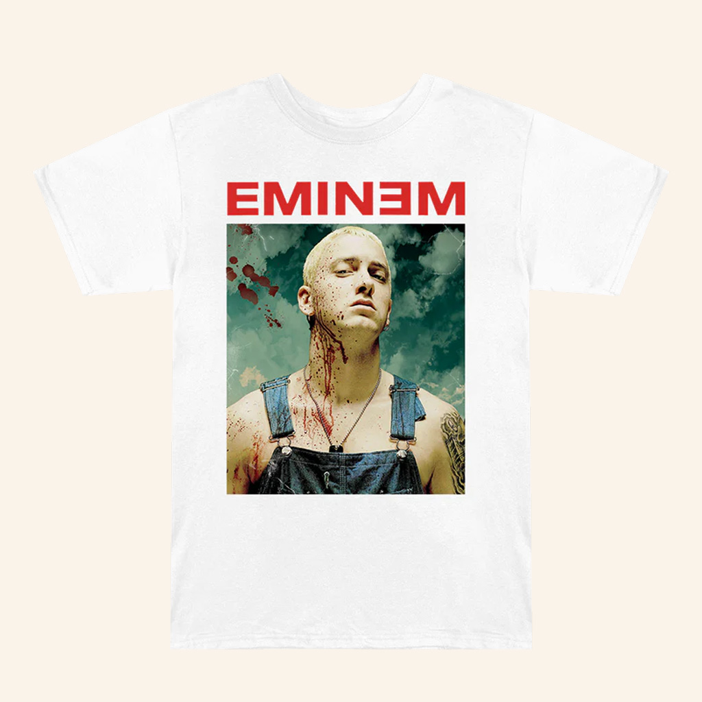 Eminem Merch Bloody Chainsaw T-Shirt White Gifts For Music Lovers Eminem Merch Bloody Chainsaw T-Shirt White Gifts For Music Lovers