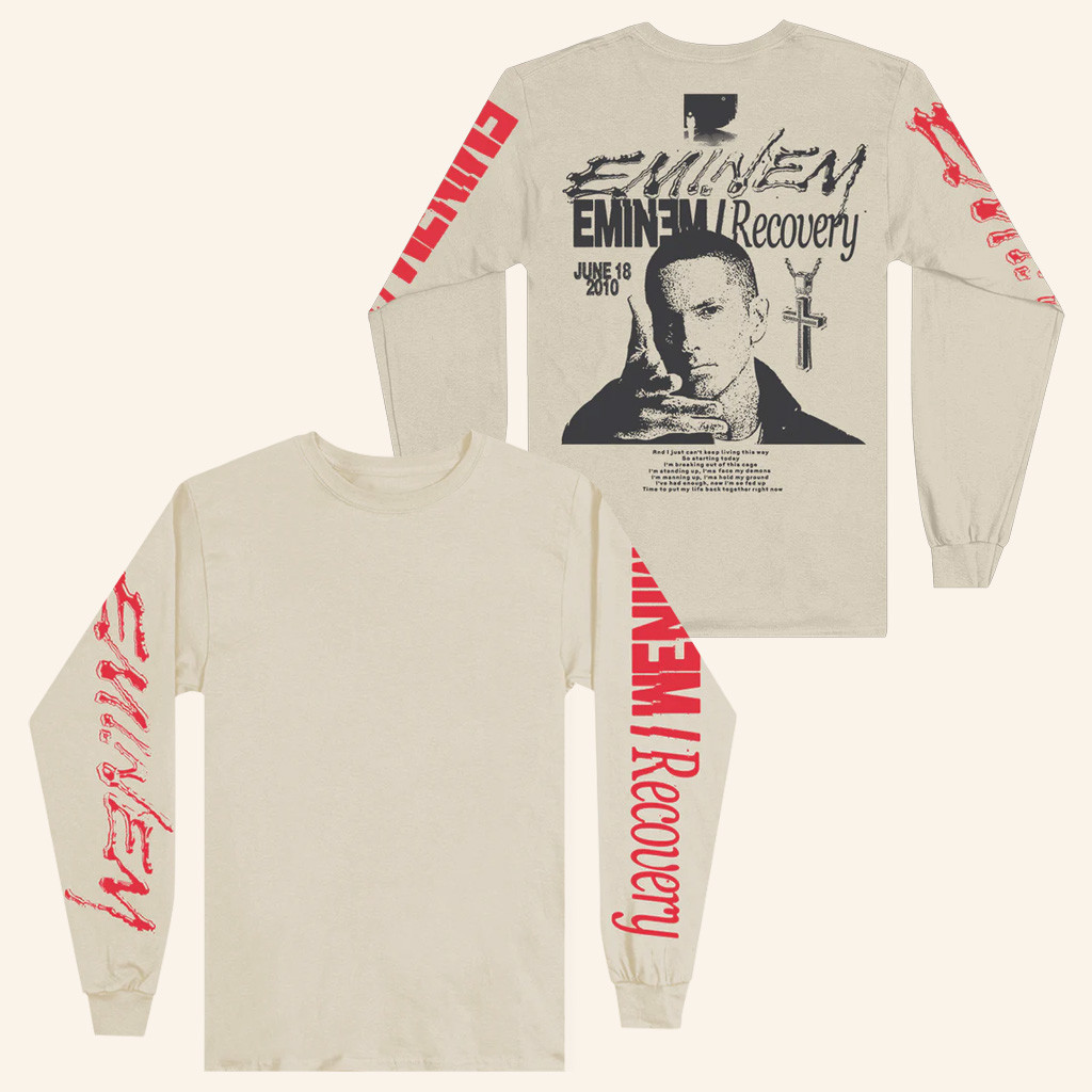 Eminem Merch Eminem Recovery Long Sleeve T-Shirt Gifts For Rapper Fans