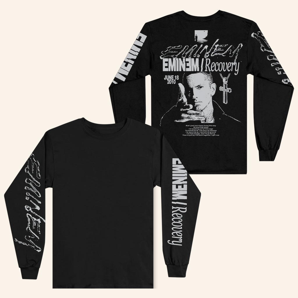 Eminem Merch Eminem Recovery Long Sleeve T-Shirt Music Lover Gifts For Him Eminem Merch Eminem Recovery Long Sleeve T-Shirt Music Lover Gifts For Him