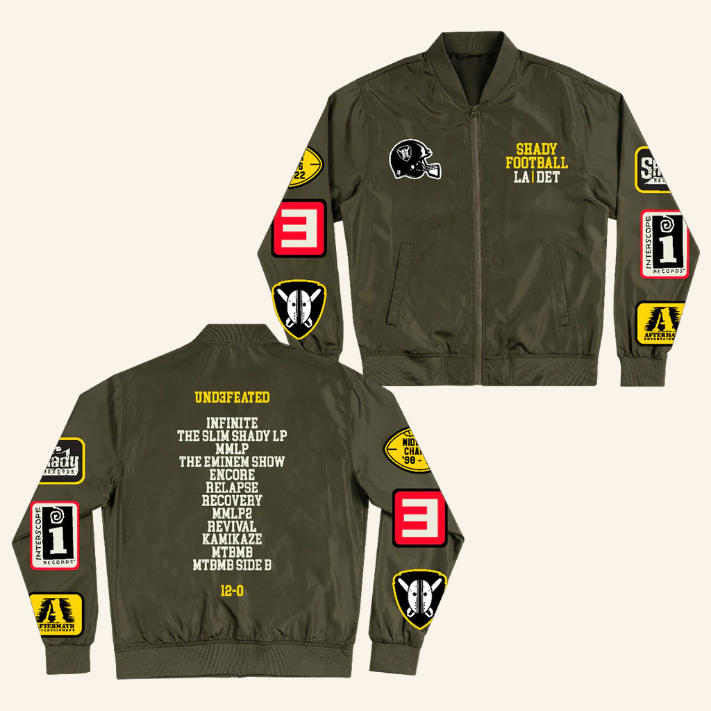 Eminem Merch Shady Football Bomber Jacket Birthday Gift For Husband