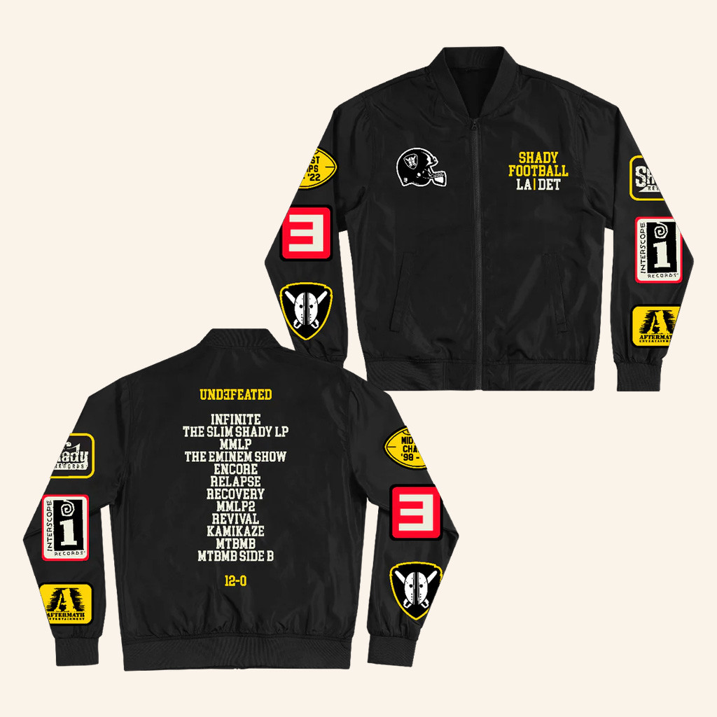 Eminem Merch Shady Football Bomber Jacket Gifts For Rock Enthusiasts