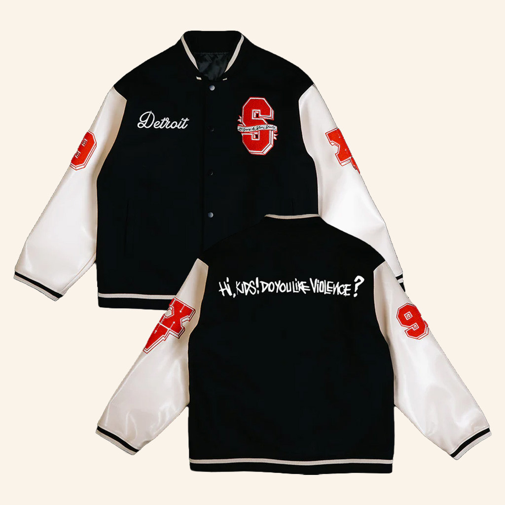 Eminem Merch SSLP25 Varsity Jacket Hi Kids Do You Like Violence Jacket Gifts For Fans Eminem Merch SSLP25 Varsity Jacket Hi Kids Do You Like Violence Jacket Gifts For Fans