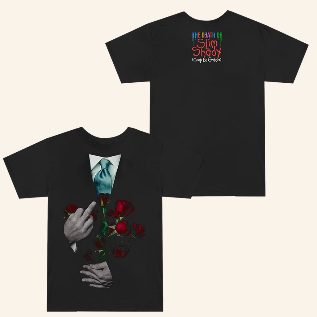 Eminem Merch The Death Of Slim Shady Middle Finger Roses T-Shirt Gifts For Rap Lovers