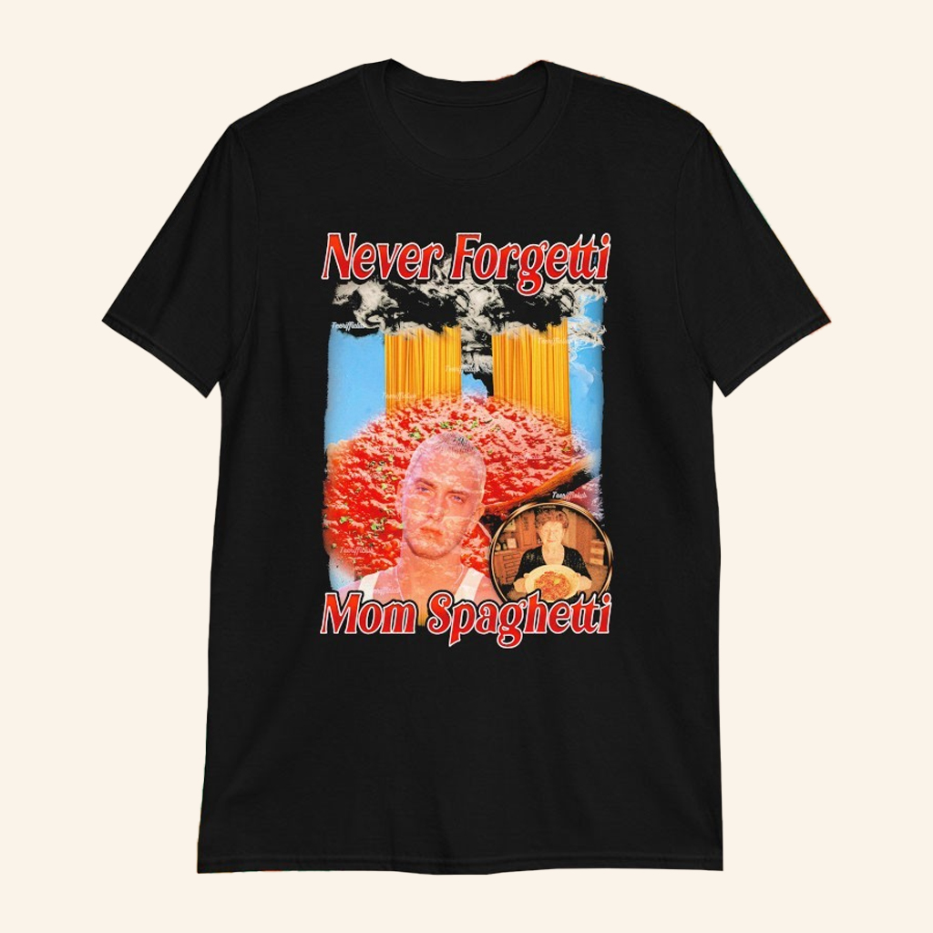 Eminem Never Forgetti Mom Spaghetti 9 11 T-Shirt Eminem Merch Gifts For Rapper Fans