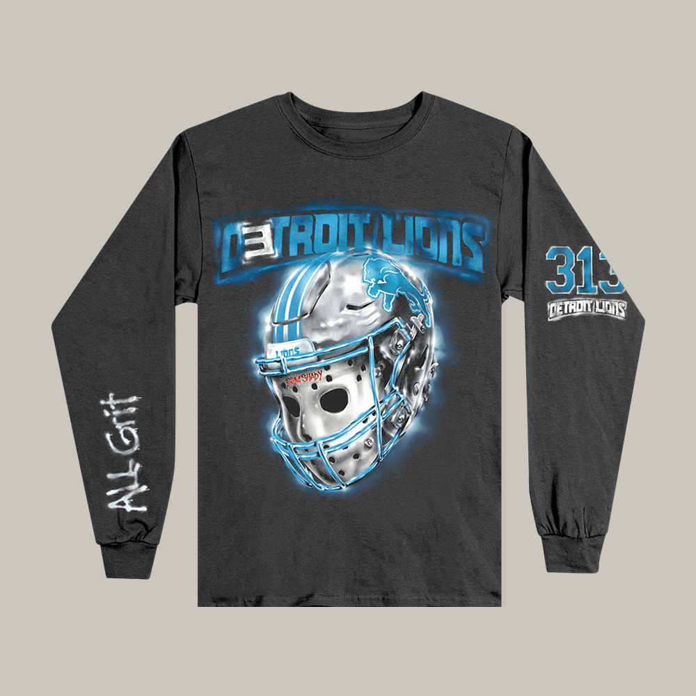 Eminem x Detroit Lions All Grit Long Sleeve Shirt Eminem Apparel Football Fan Gift For Music Fan