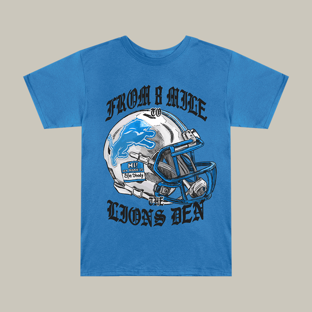 Eminem x Detroit Lions Helmet T-Shirt Hi My Name Is Slim Shady Shirt Eminem Fan Gift For Him