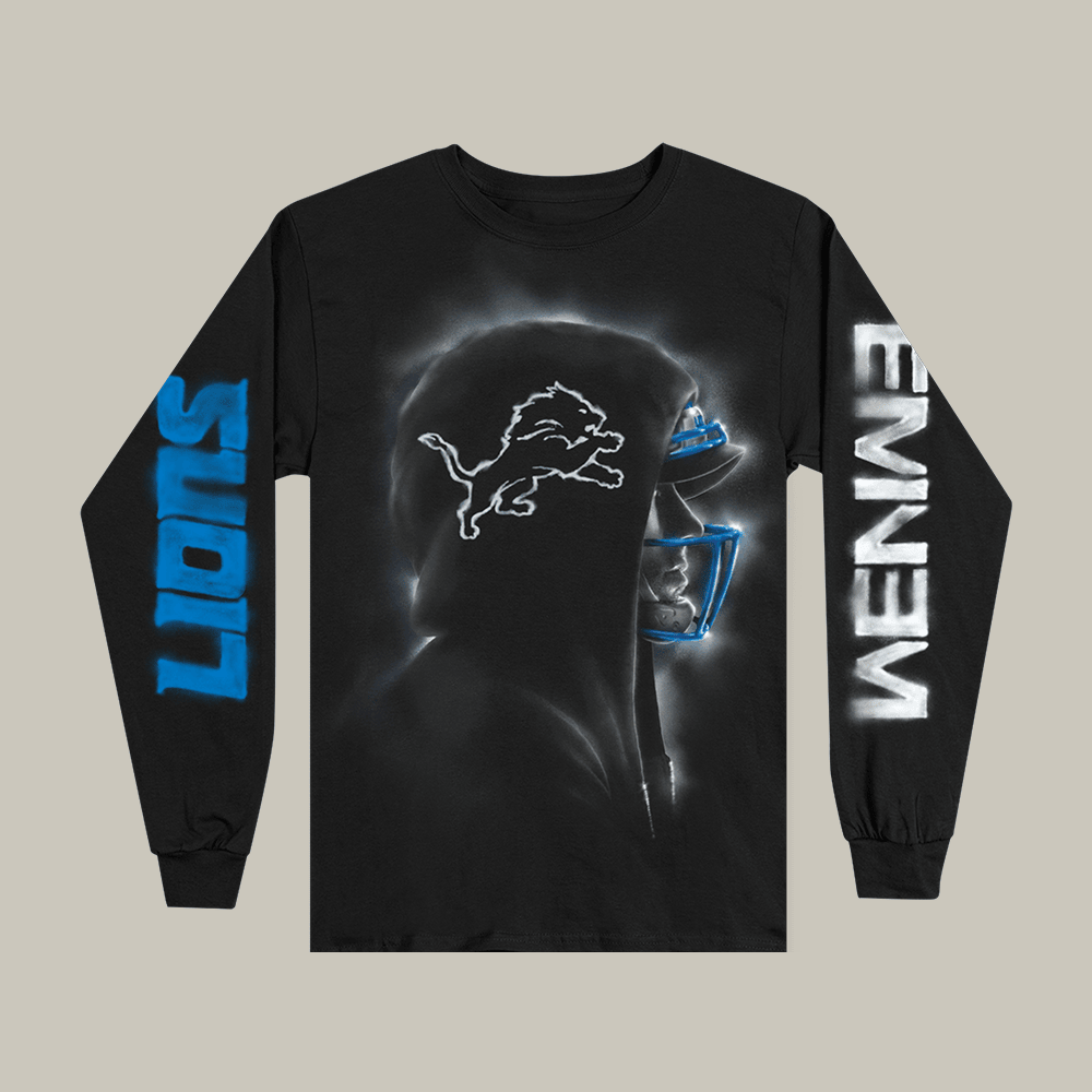 Eminem x Detroit Lions Silhouette Long Sleeve Shirt Eminem Apparel Football Fan Gift