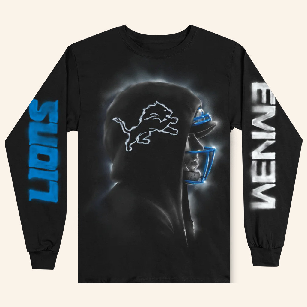 Eminem x Detroit Merch Eminem x Detroit Silhouette Long Sleeve T-Shirt Gifts For Football Fan