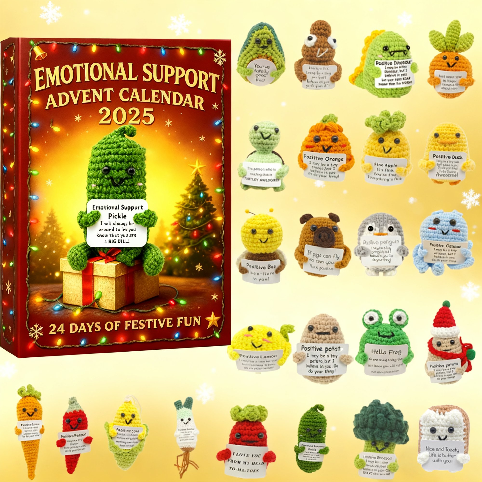 Emotional Support Advent Calendar 2025 Christmas Decor Holiday Calendar Xmas Gifts
