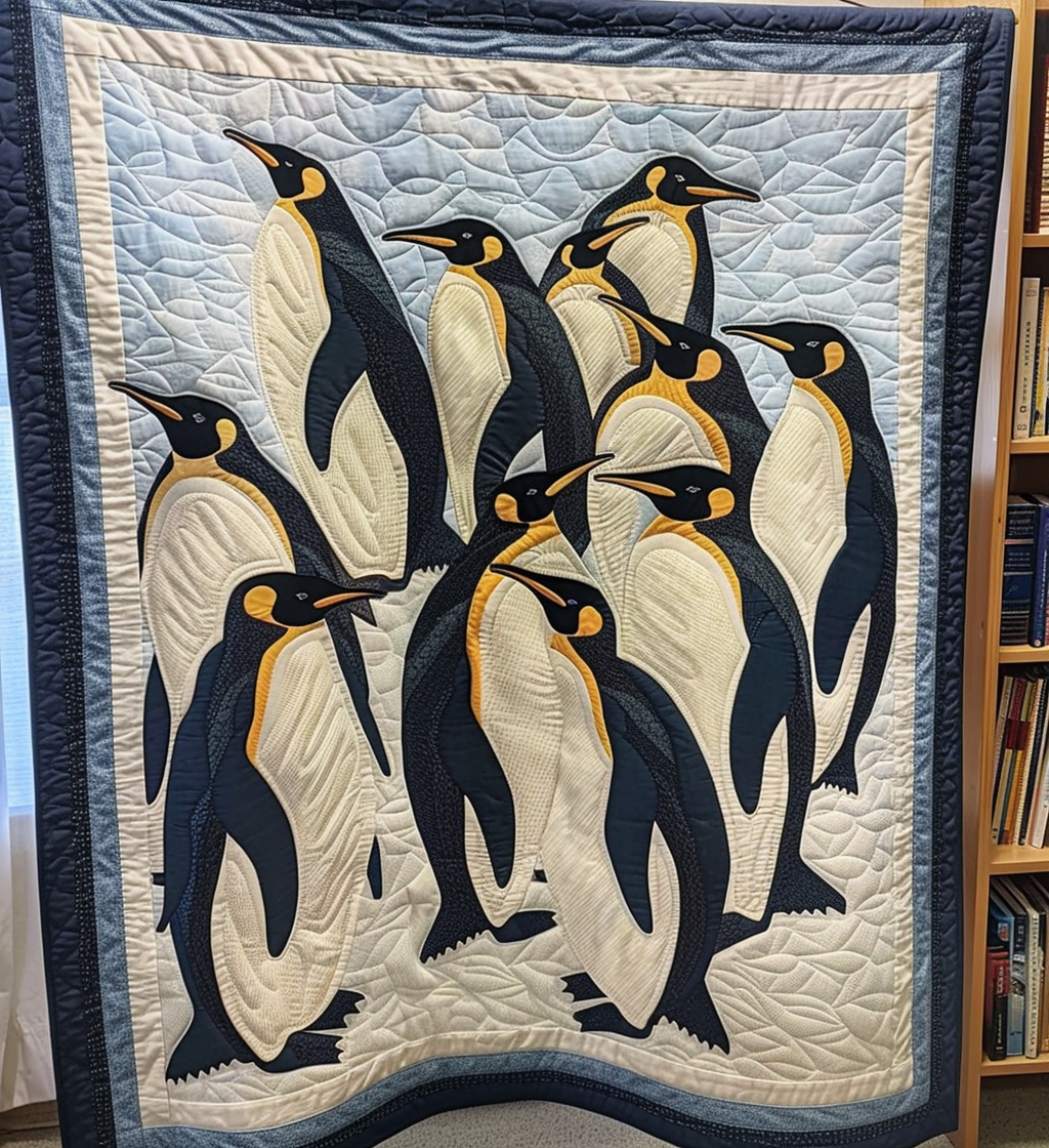 Emperor Family Quilted Blanket Penguin Gift Idea
