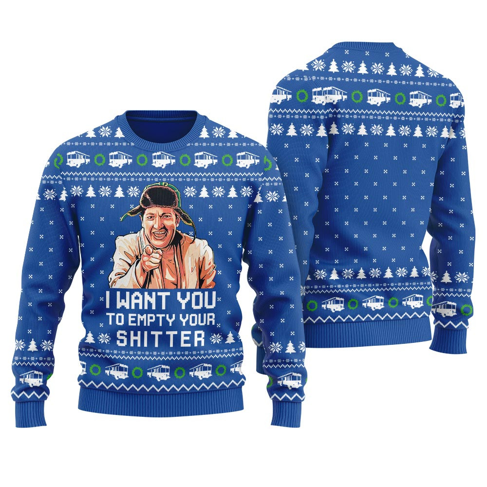 Empty Your Shitter Christmas Vacation Mens Ugly Sweater Popular Holiday Gift Merch for Everyone