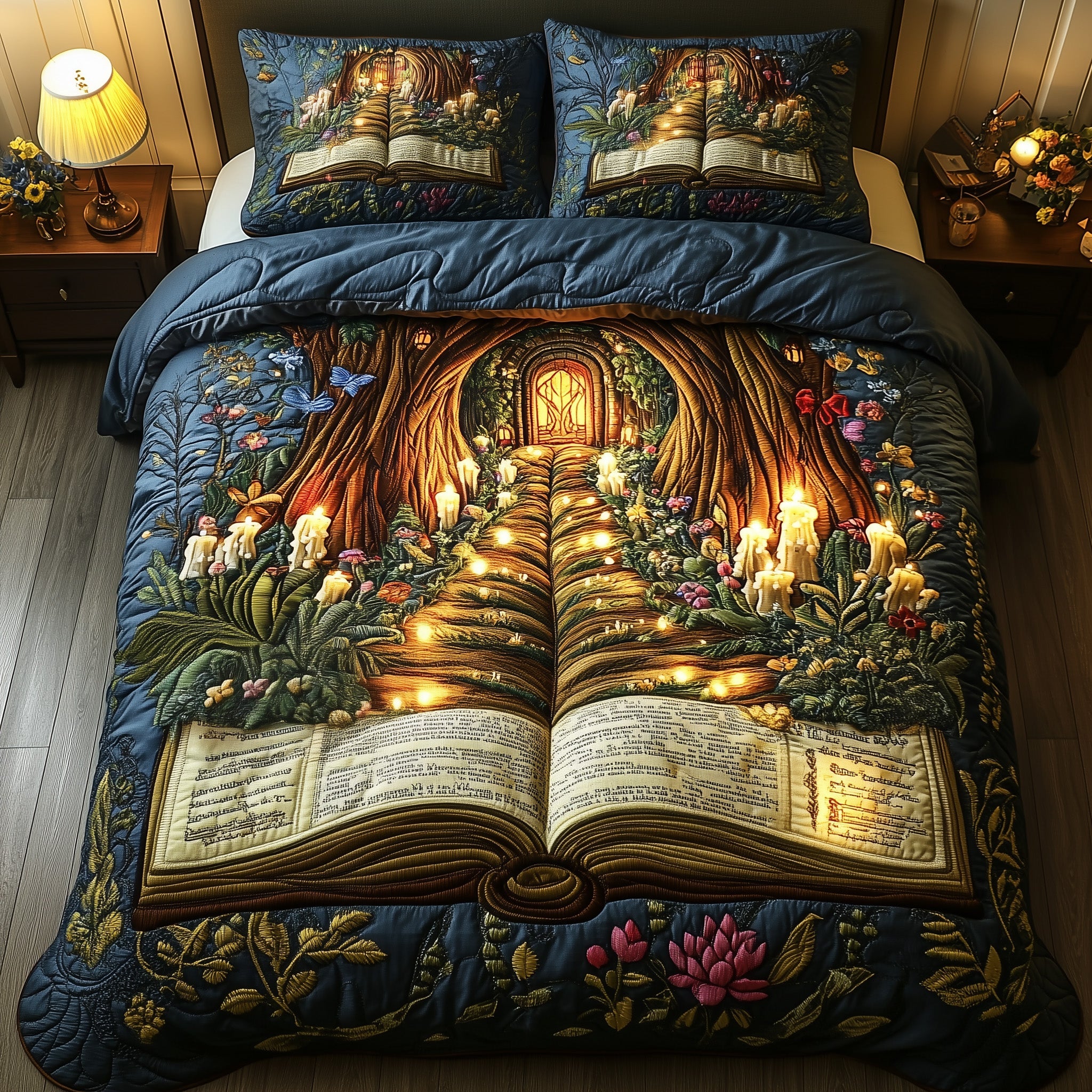 Enchanted Book Quilted Bedding Set Duvet Cover Merchandise Best Book Related Gifts