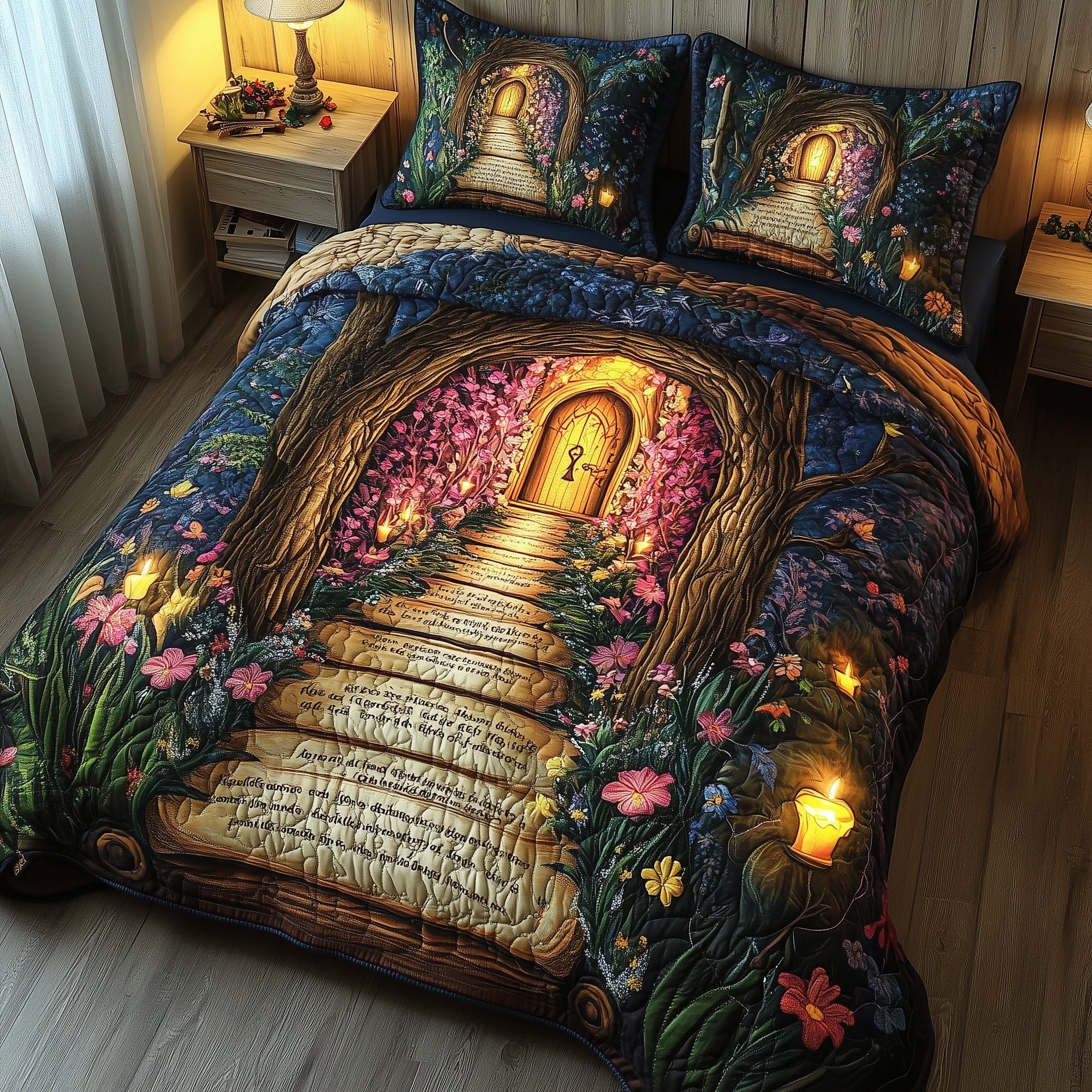Enchanted Book Quilted Bedding Set Duvet Cover Merchandise Great Book Presents