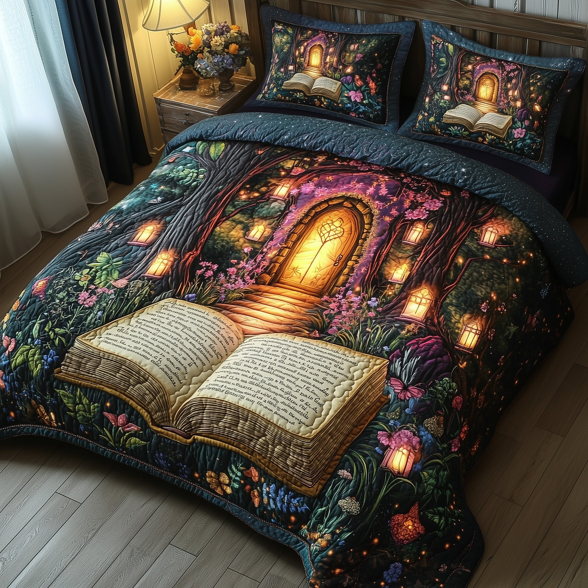 Enchanted Book Quilted Bedding Set Duvet Cover Merchandise Great Book Themed Gifts