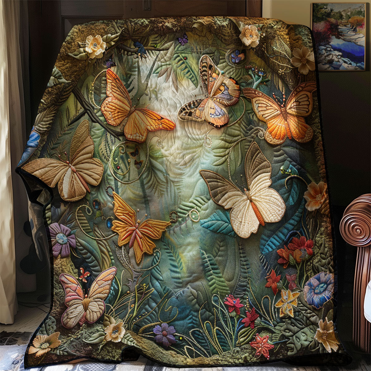 Enchanted Butterfly Forest Quilt Premium Quilt Blanket Gift for Cozy Winter Nights