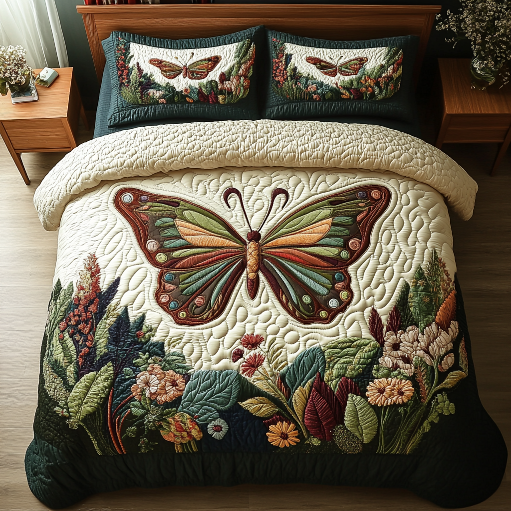 Enchanted Butterfly Quilted Bedding Set Duvet Cover Bed Sheet Set Butterfly Gift Ideas For Lovers