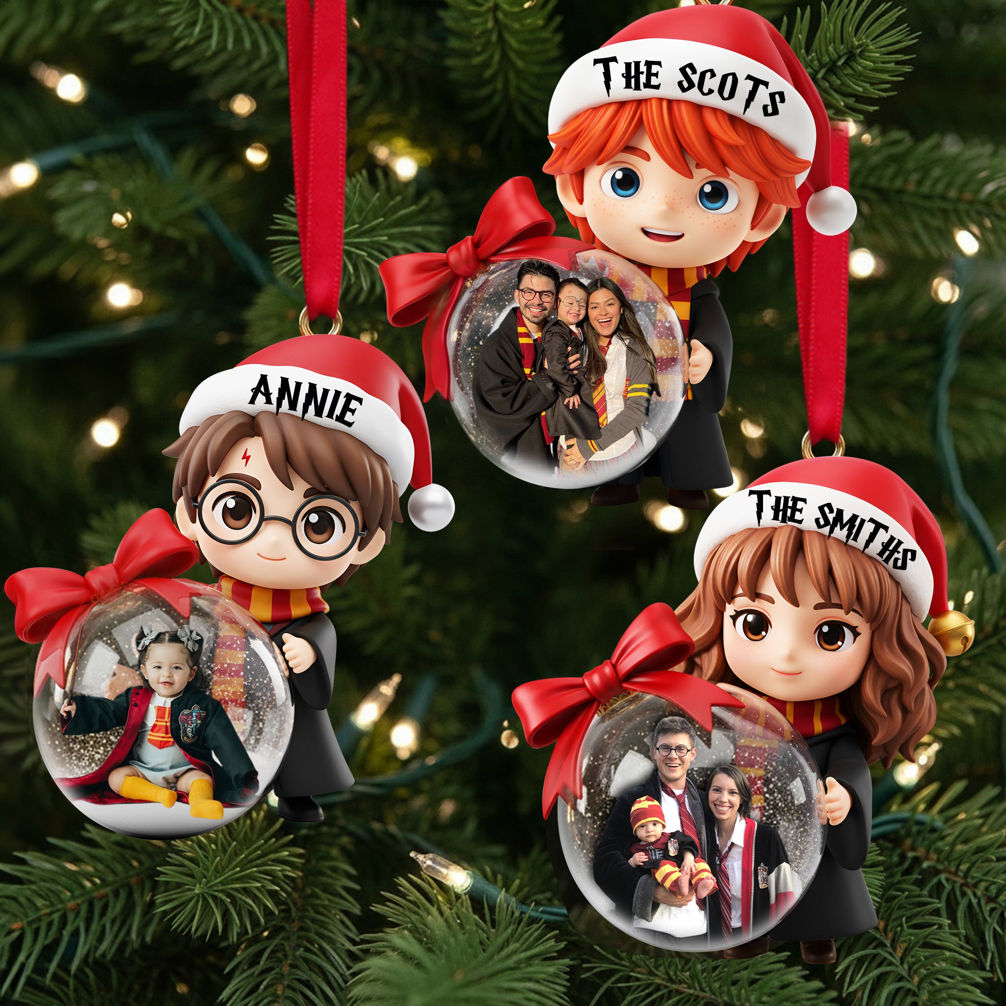 Enchanted Christmas Family Ornament - Personalized Custom Photo Gift For Family - Holiday Season Gift Idea
