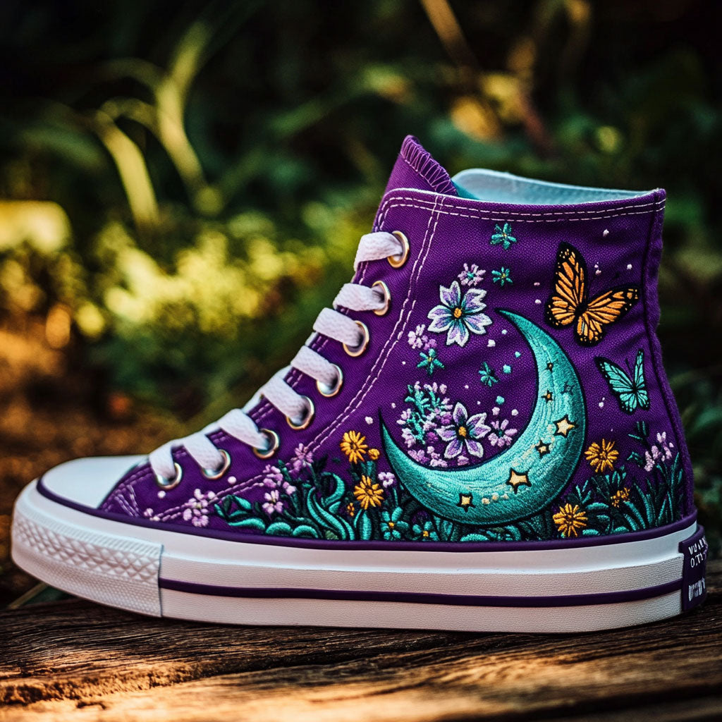 Enchanted Crescent Canvas High Tops Travel Merch Ready