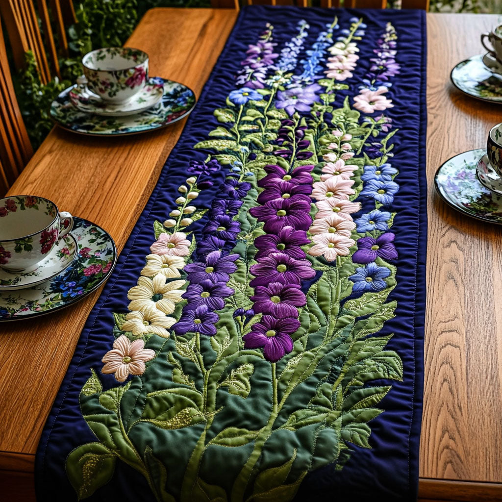 Enchanted Delphinium Quilted Table Runner Dining Room Decor Best Gifts For Mother In Law