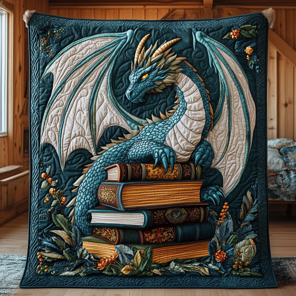 Enchanted Dragon Book Quilt Premium Quilt Blanket for Family and Guests