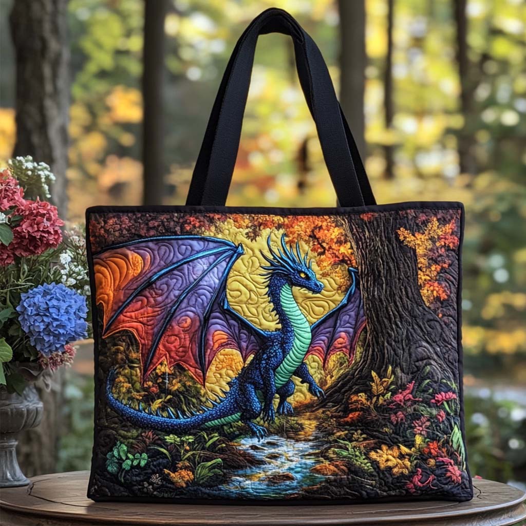 Enchanted Dragon Tale Quilted Tote Bag Dragon Gifts For Him