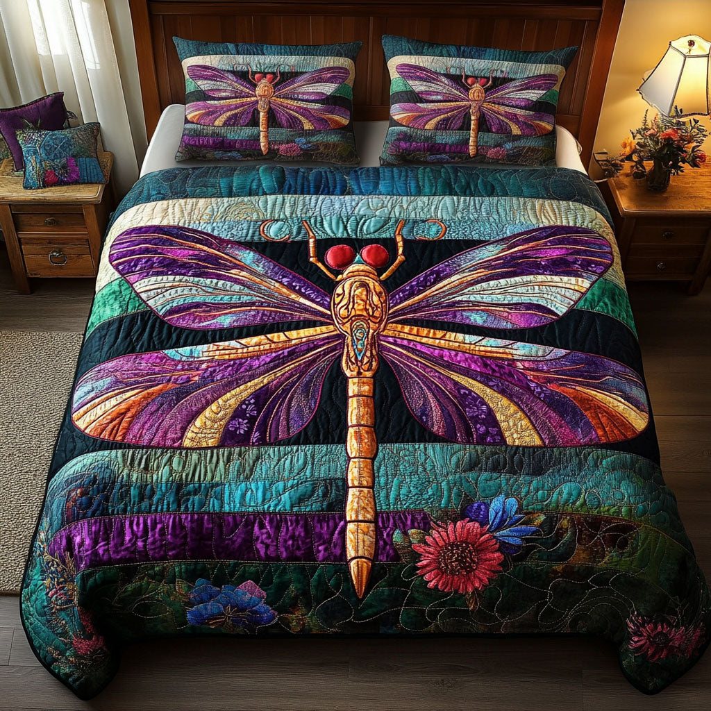 Enchanted Dragonfly Bliss Quilted Bedding Set Perfect Bedroom Gift Set to Show You Care