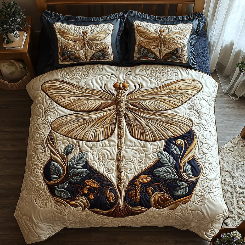 Enchanted Dragonfly Quilted Bedding Set Bed Decor Best Dragonfly Lover Gifts For Her