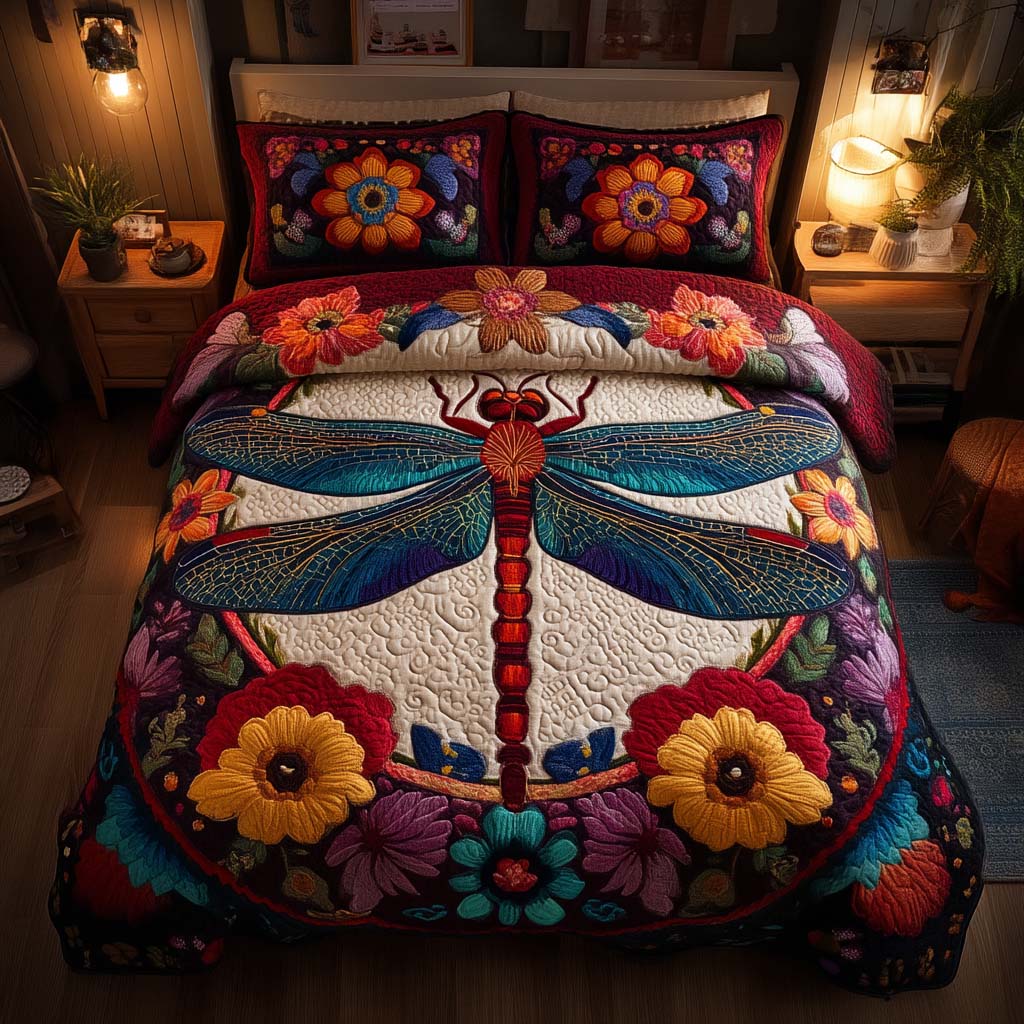 Enchanted Dragonfly Quilted Bedding Set Bedroom Decor Ideas Dragonfly Themed Gifts