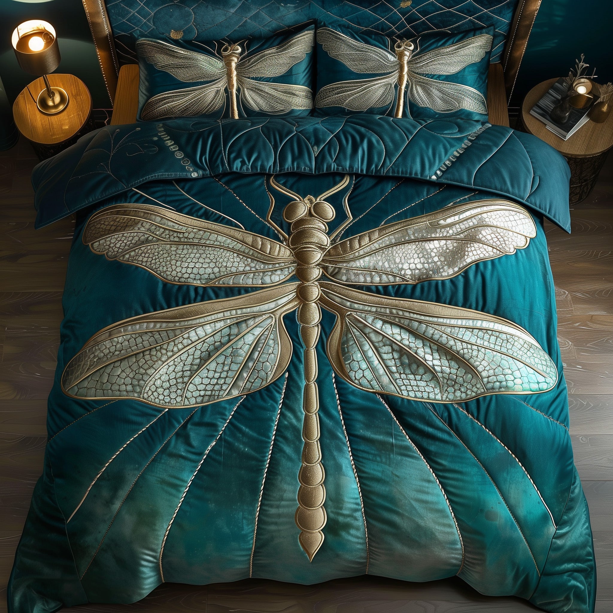 Enchanted Dragonfly Quilted Bedding Set Nature Insect Decor Dragonfly Bedding Presents