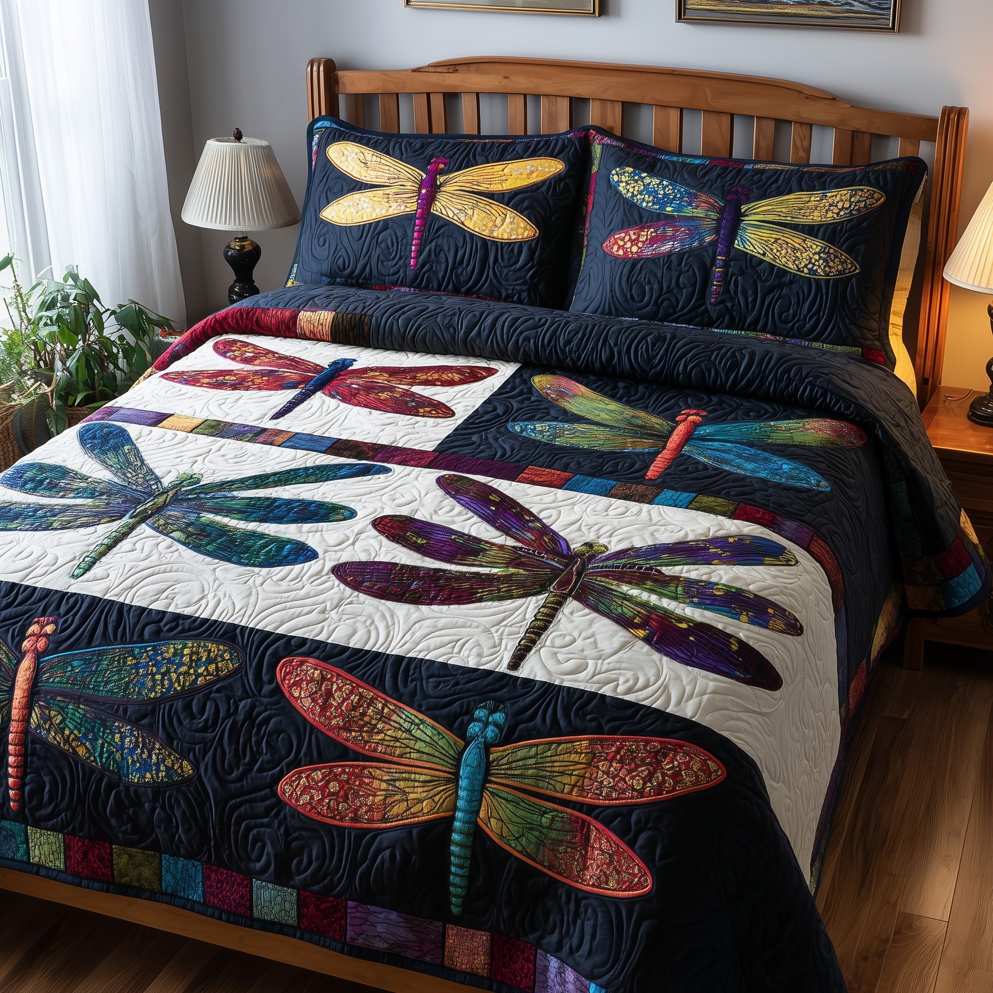 Enchanted Dragonfly Quilted Bedding Set Stylish Home Decor
