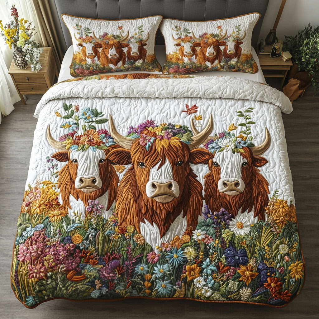 Enchanted Farm Quilted Bedding Set Cute Room Decor Cow Novelty Gifts