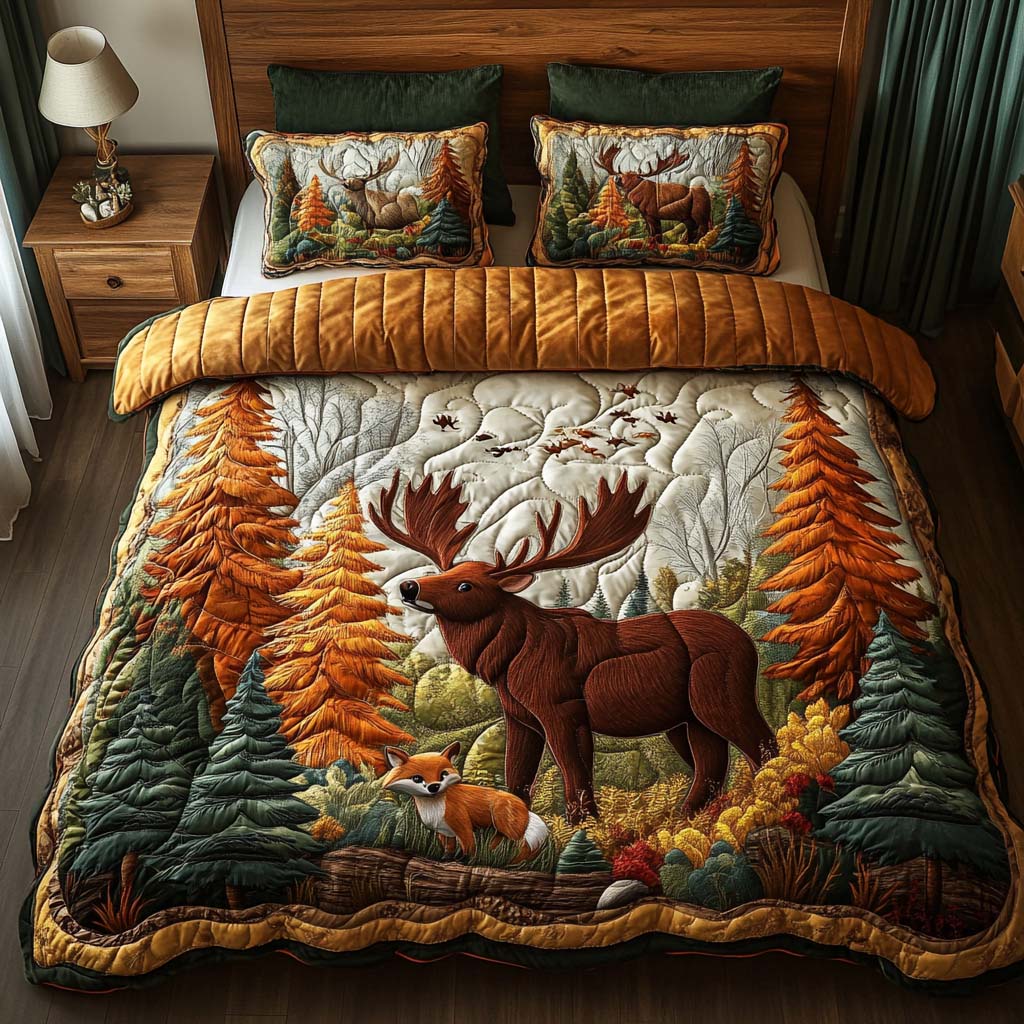 Enchanted Forest Life Quilted Bedding Set Bed Room Decoration Best Autumn Gifts