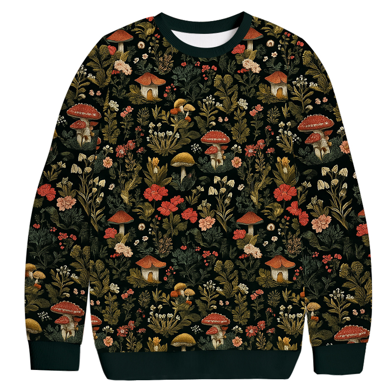 Enchanted Forest Mushroom Christmas Ugly Sweatshirt Christmas Gift For Friends Enchanted Forest Mushroom Christmas Ugly Sweatshirt Christmas Gift For Friends