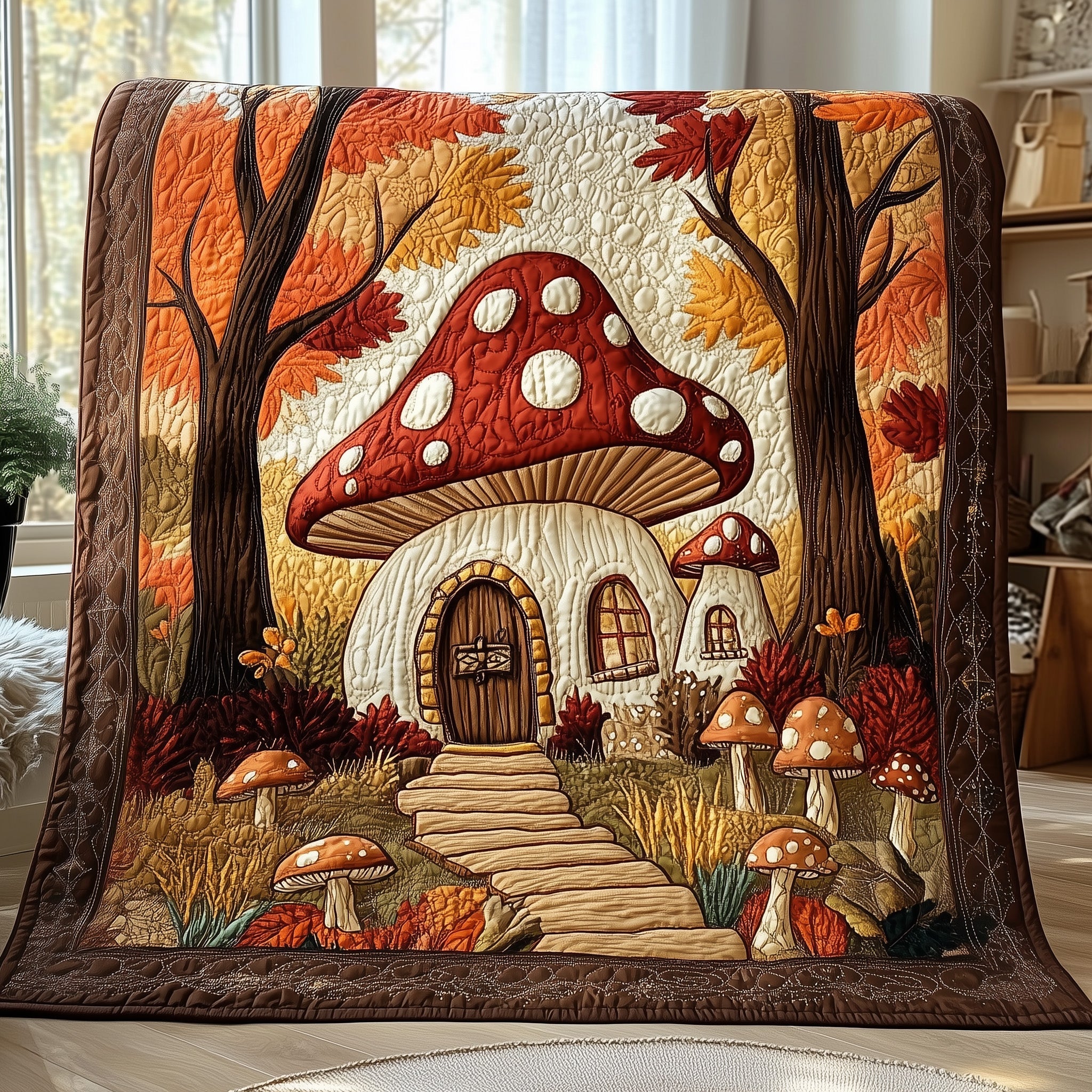 Enchanted Forest Quilted Blanket Couch Throw BlanketGifts For Mushroom Hunters