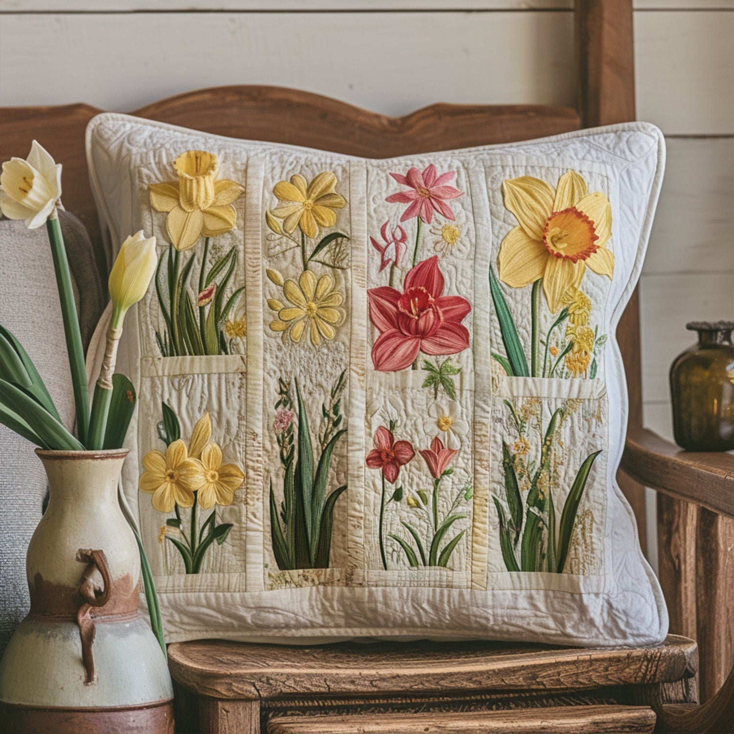 Enchanted Garden Quilted Pillow Case Pillow Covers For Easter Happy Easter Gift Ideas