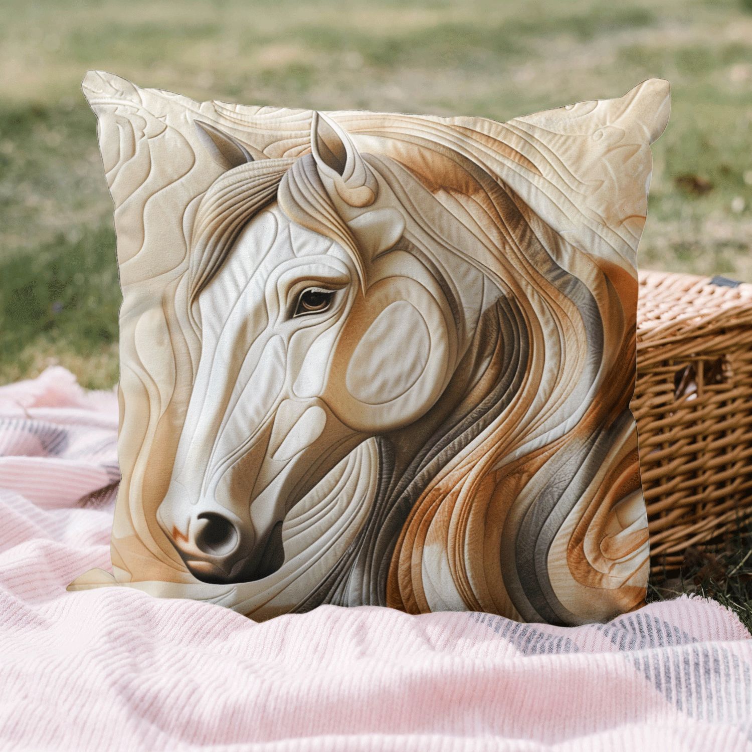 Enchanted Horse Quilted Pillow Case Christmas Pillow Cover