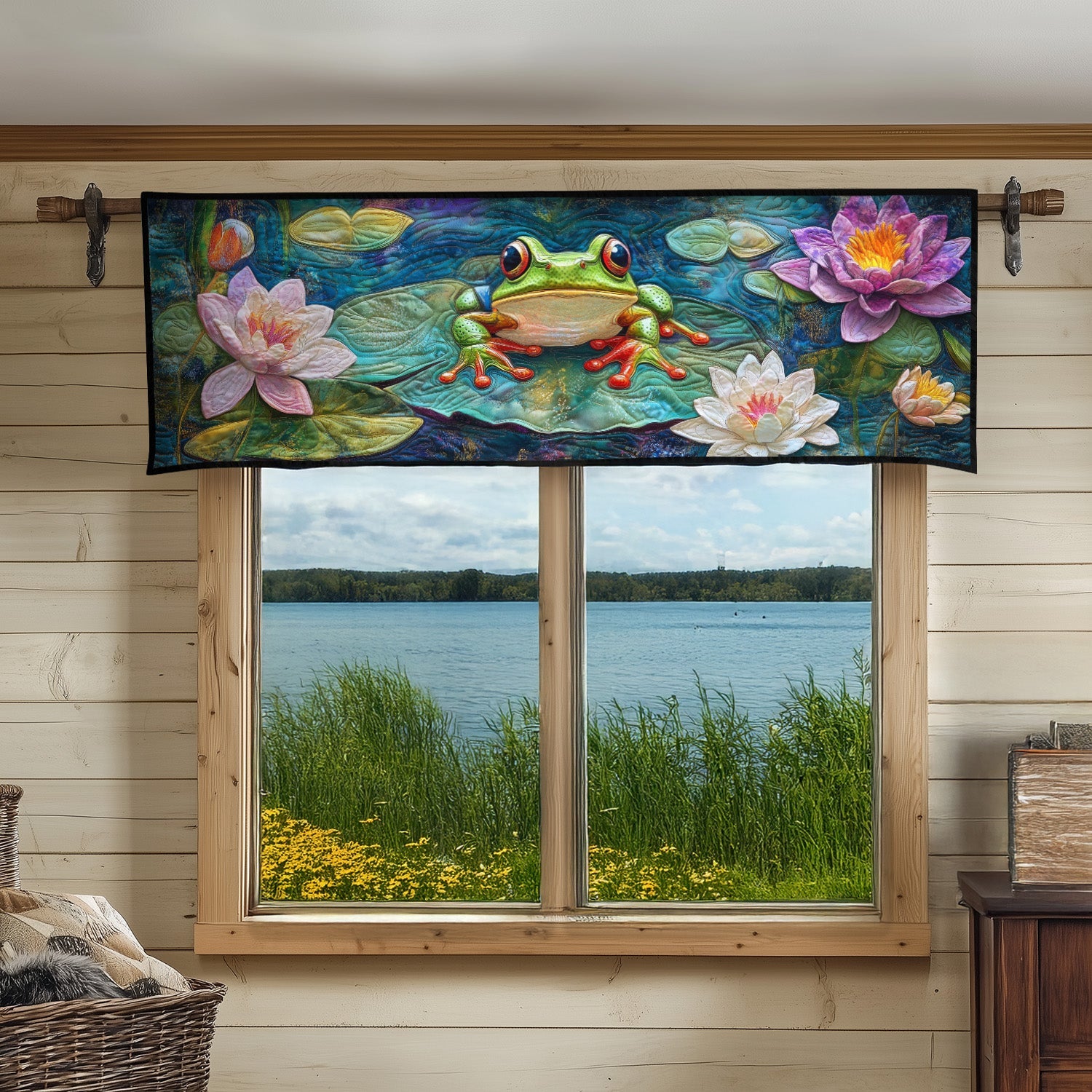 Enchanted Lily Pond Quilted Valance Home Front Door Design Frog Gifts For Adults