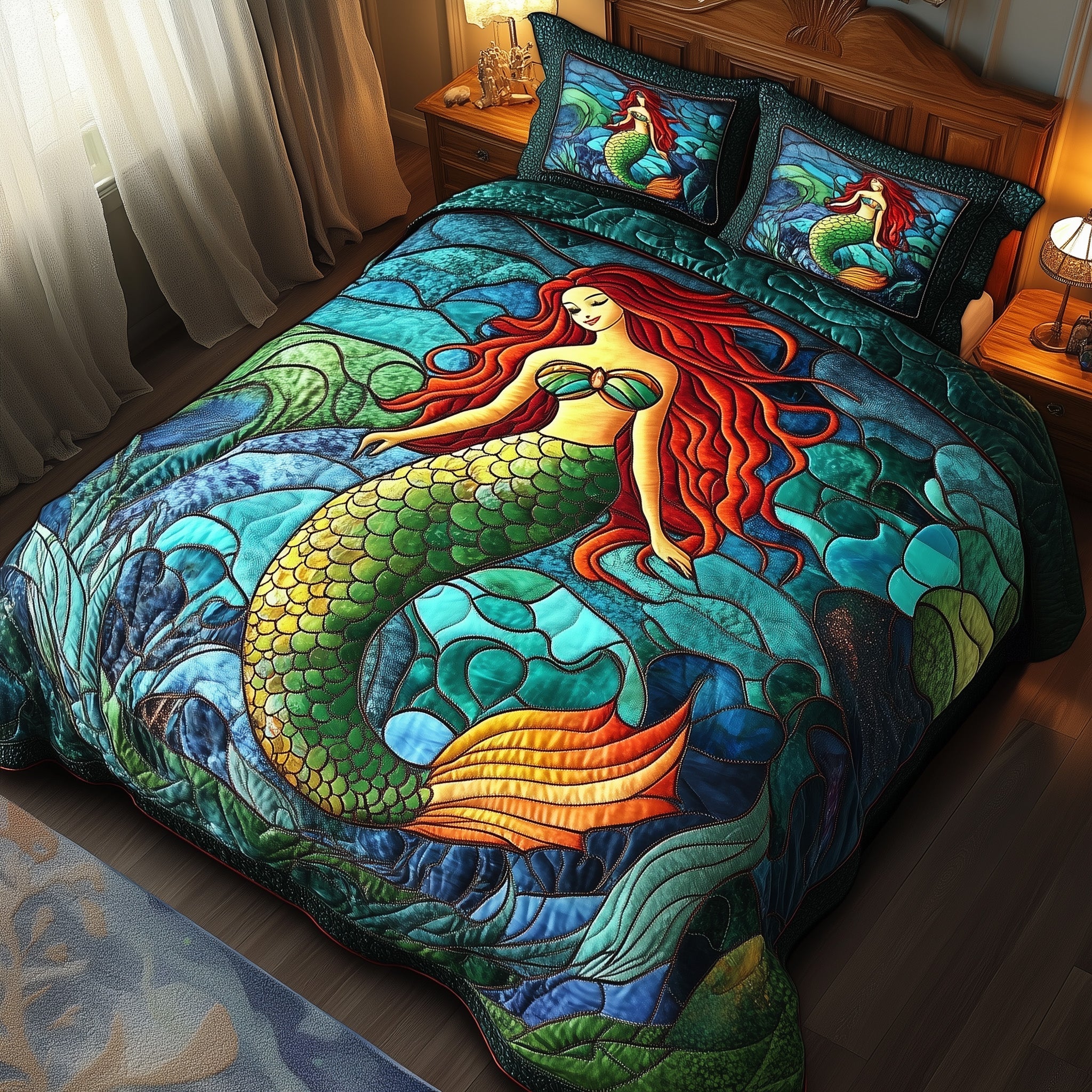 Enchanted Mermaid Quilted Bedding Set Duvet Cover Merchandise Best Gifts For Mermaid Lovers