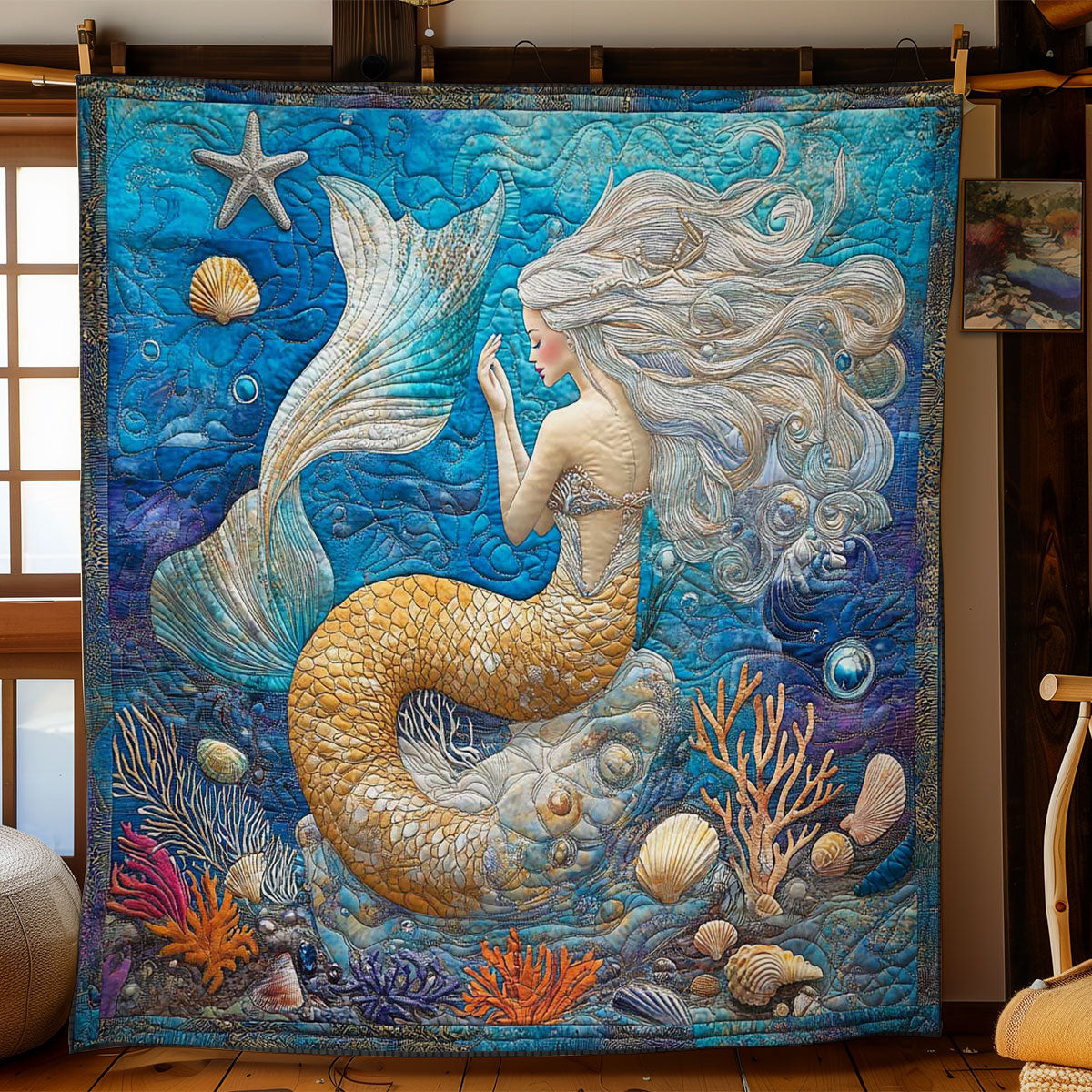 Enchanted Mermaid Quilted Blanket Best Throw Blanket Dad Daughter Christmas Gifts