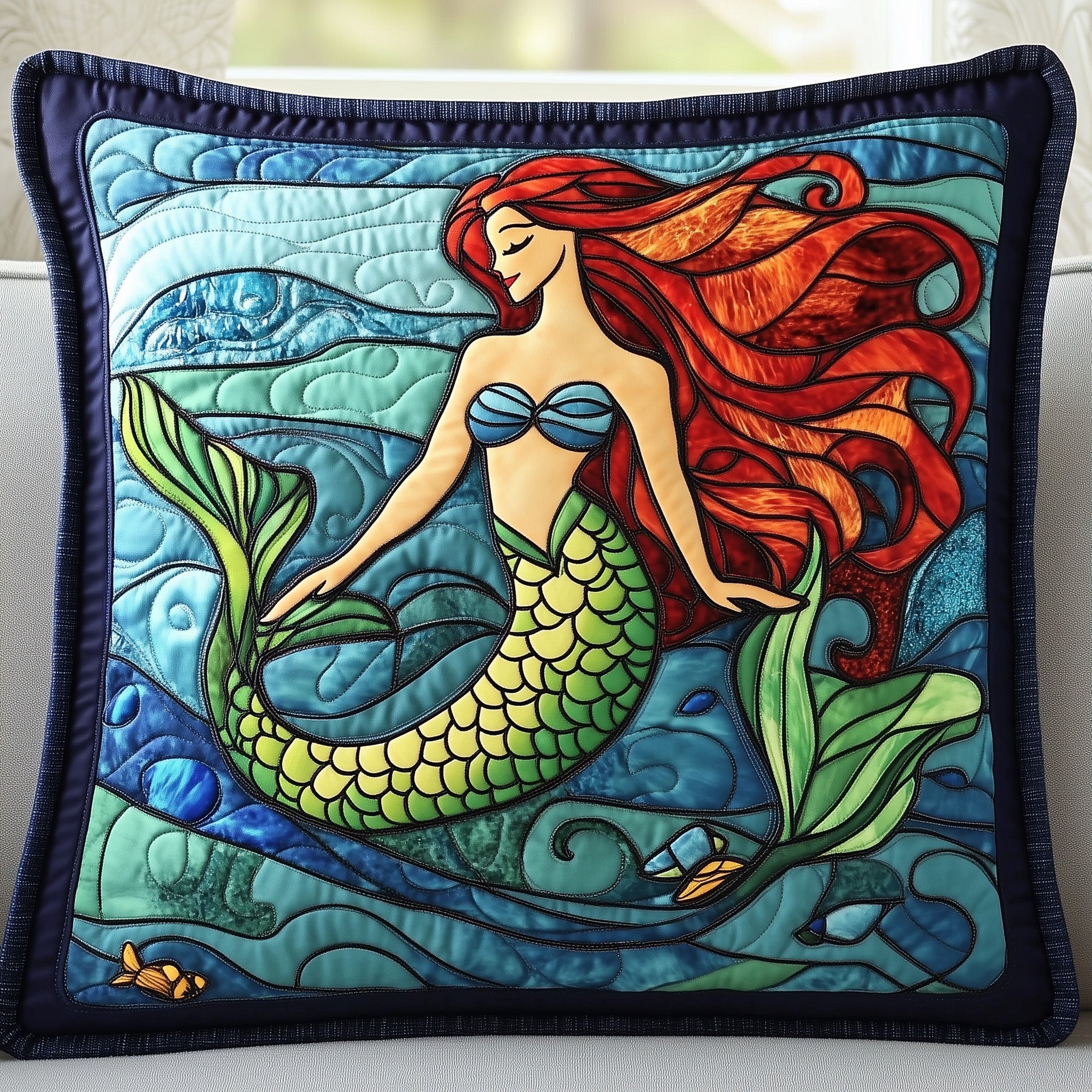 Enchanted Mermaid Quilted Pillow Case Pillow Protector CoverMermaid Themed Gifts For Adults