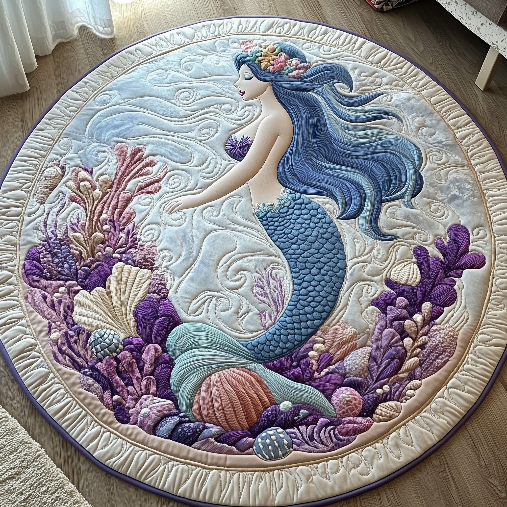 Enchanted Mermaid Quilted Round Mat Gftohd7762 Gift For Girlfriend
