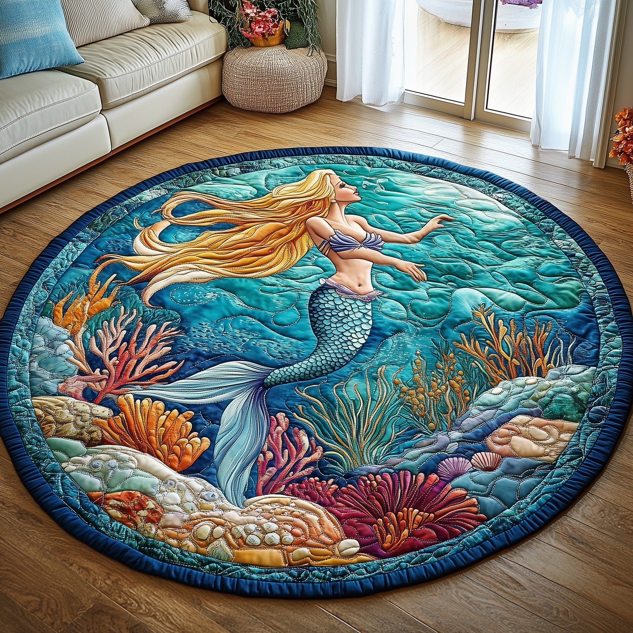 Enchanted Mermaid Quilted Round Mat Gftotp8478 Gift For Mom
