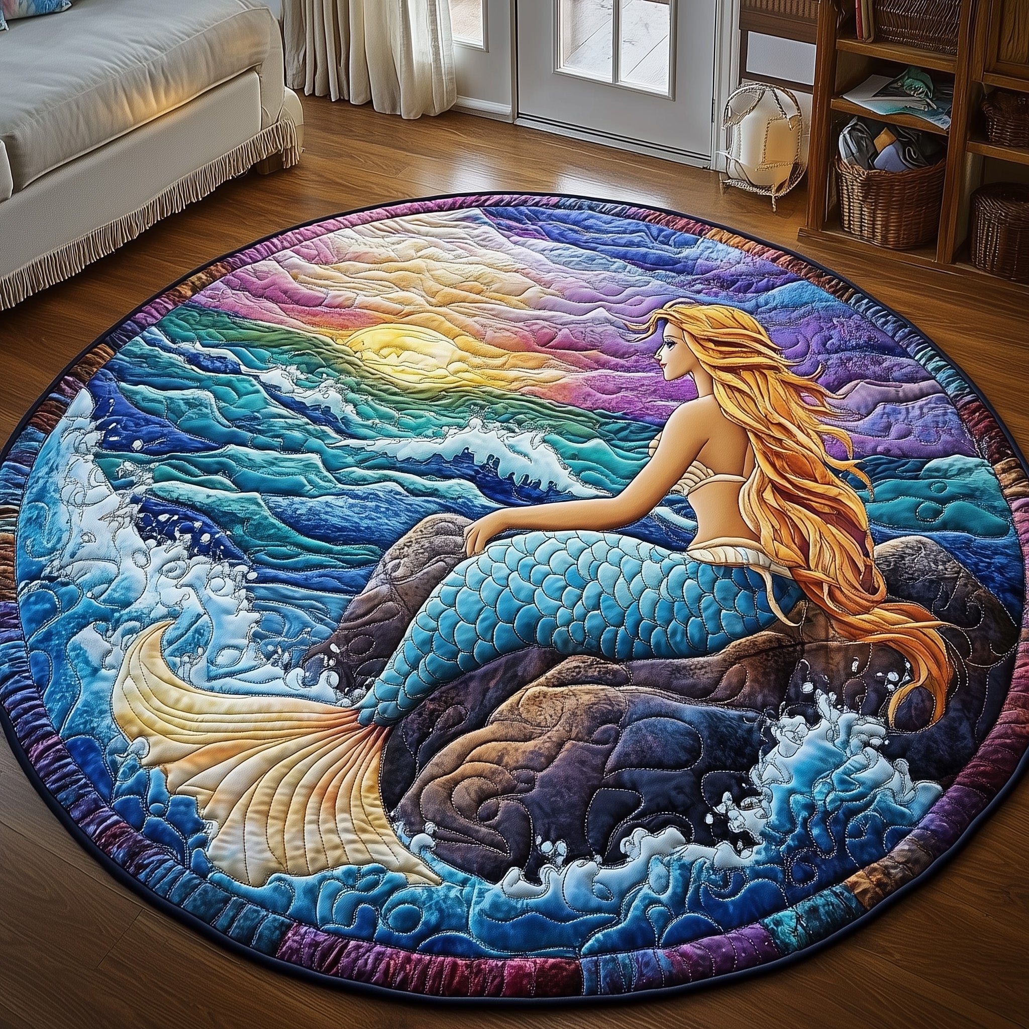 Enchanted Mermaid Quilted Round Mat Gftotp8479 Gift For Her