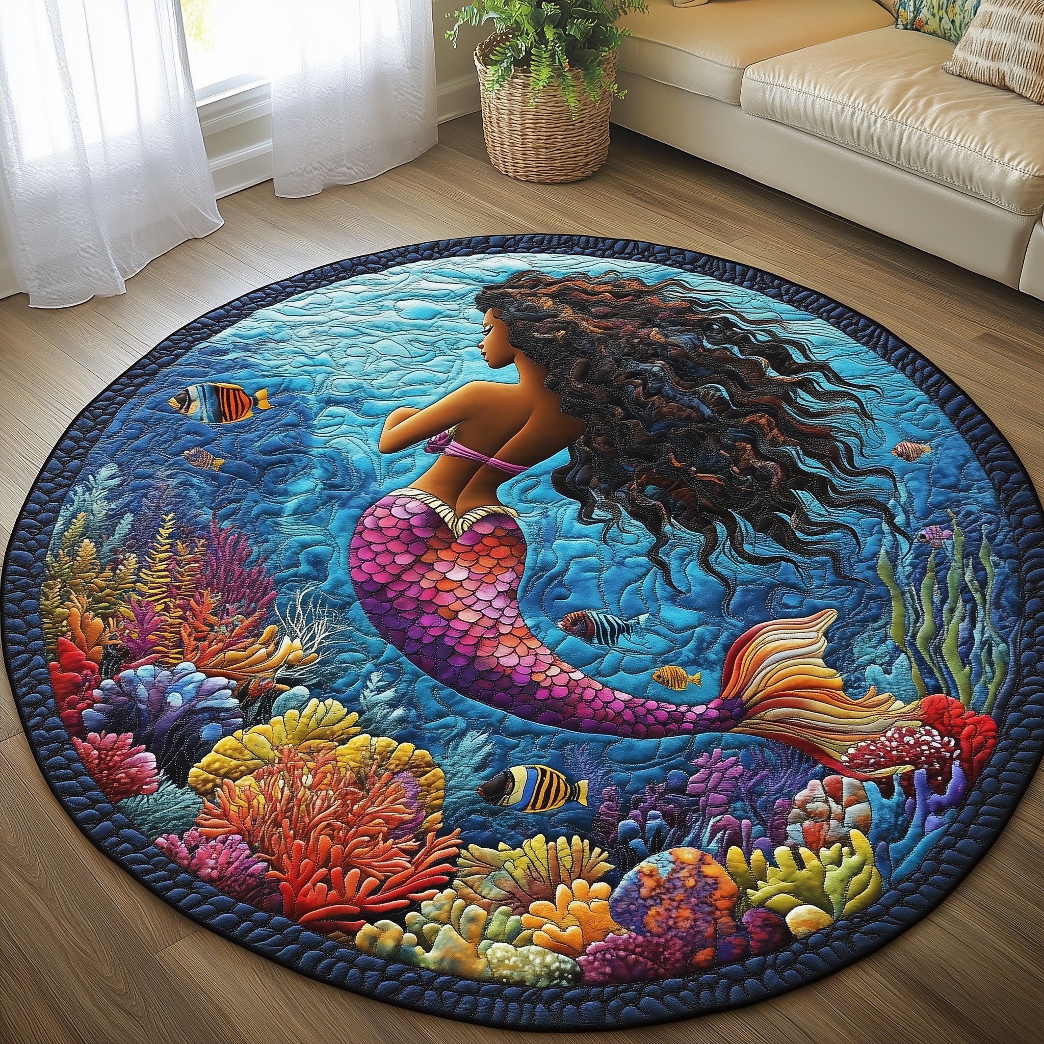 Enchanted Mermaid Quilted Round Mat Gftotp8481 Gift For Girlfriend