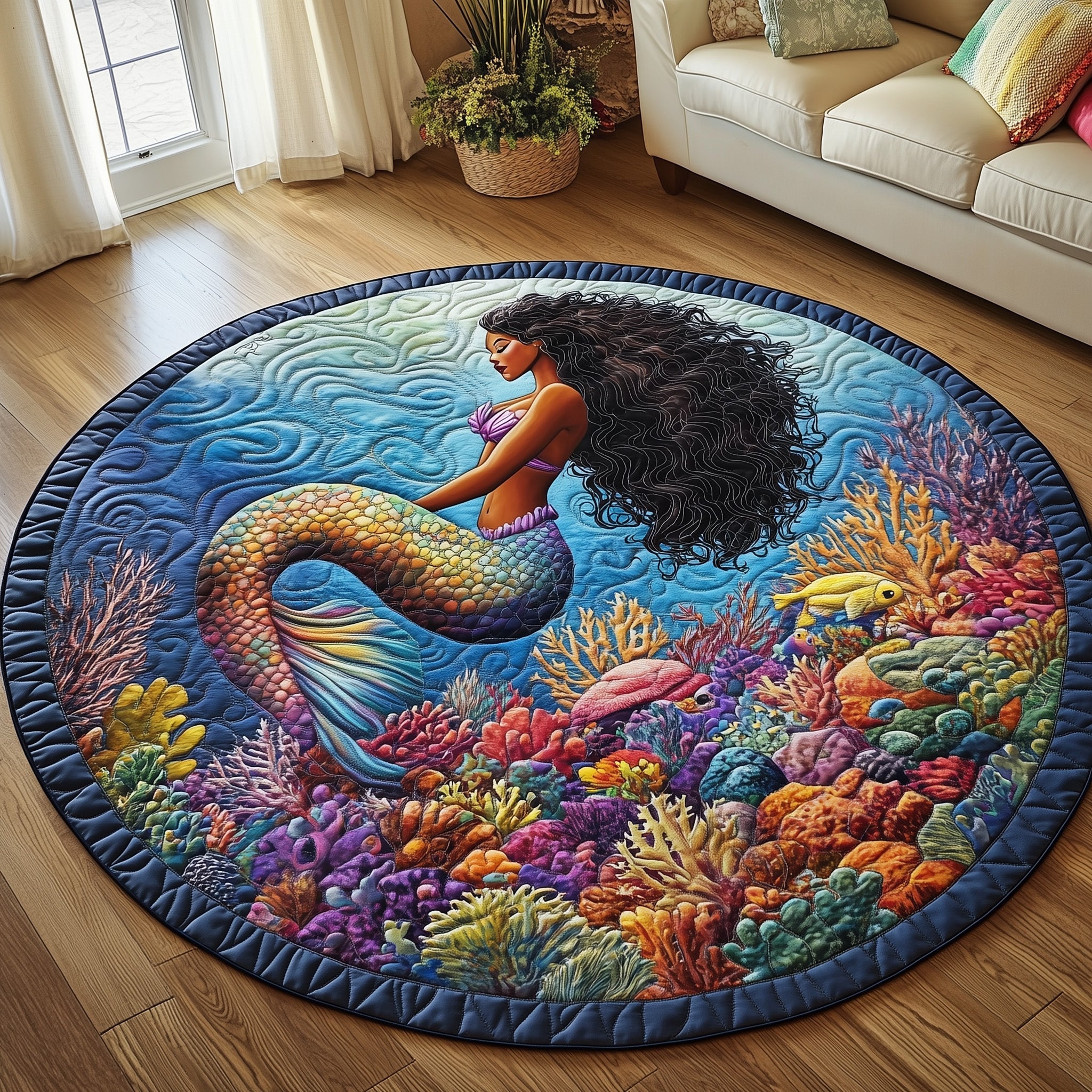 Enchanted Mermaid Quilted Round Mat Gftotp8482 Gift For Girlfriend