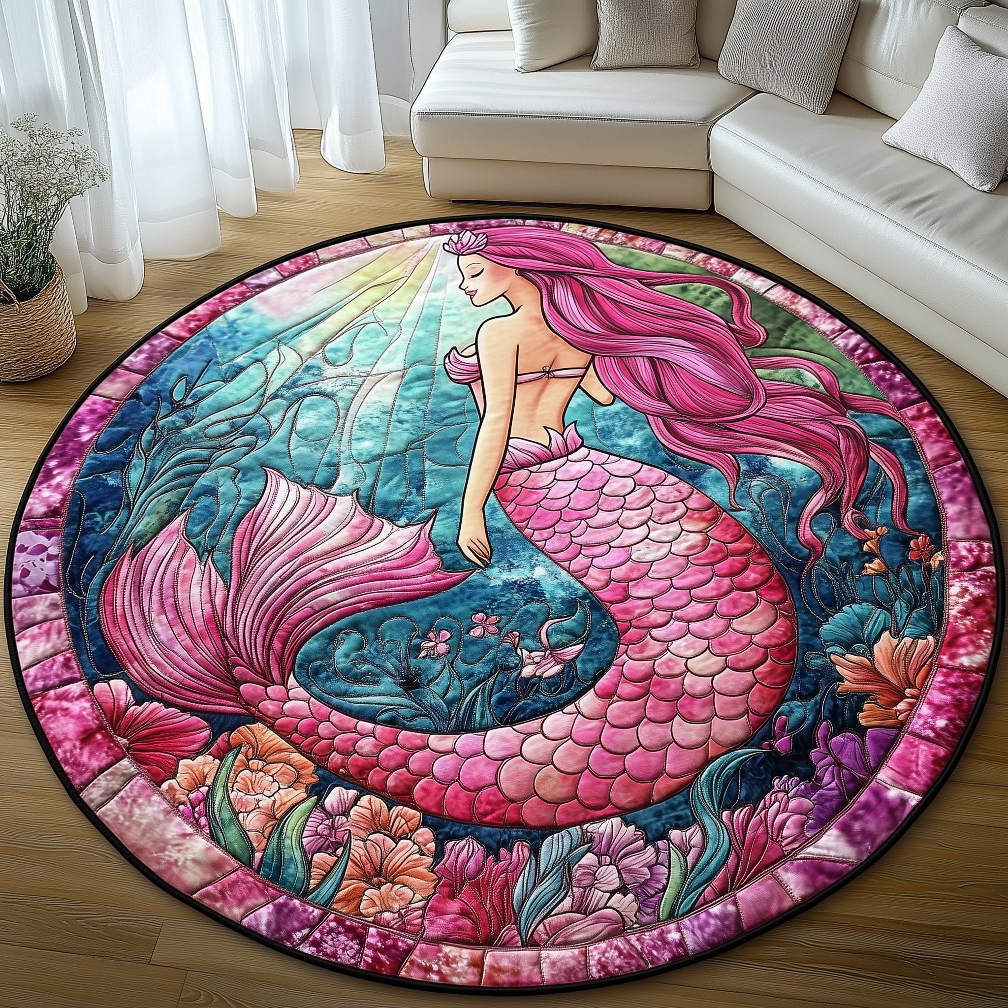 Enchanted Mermaid Quilted Round Mat Gftotp8486 Gift For Her