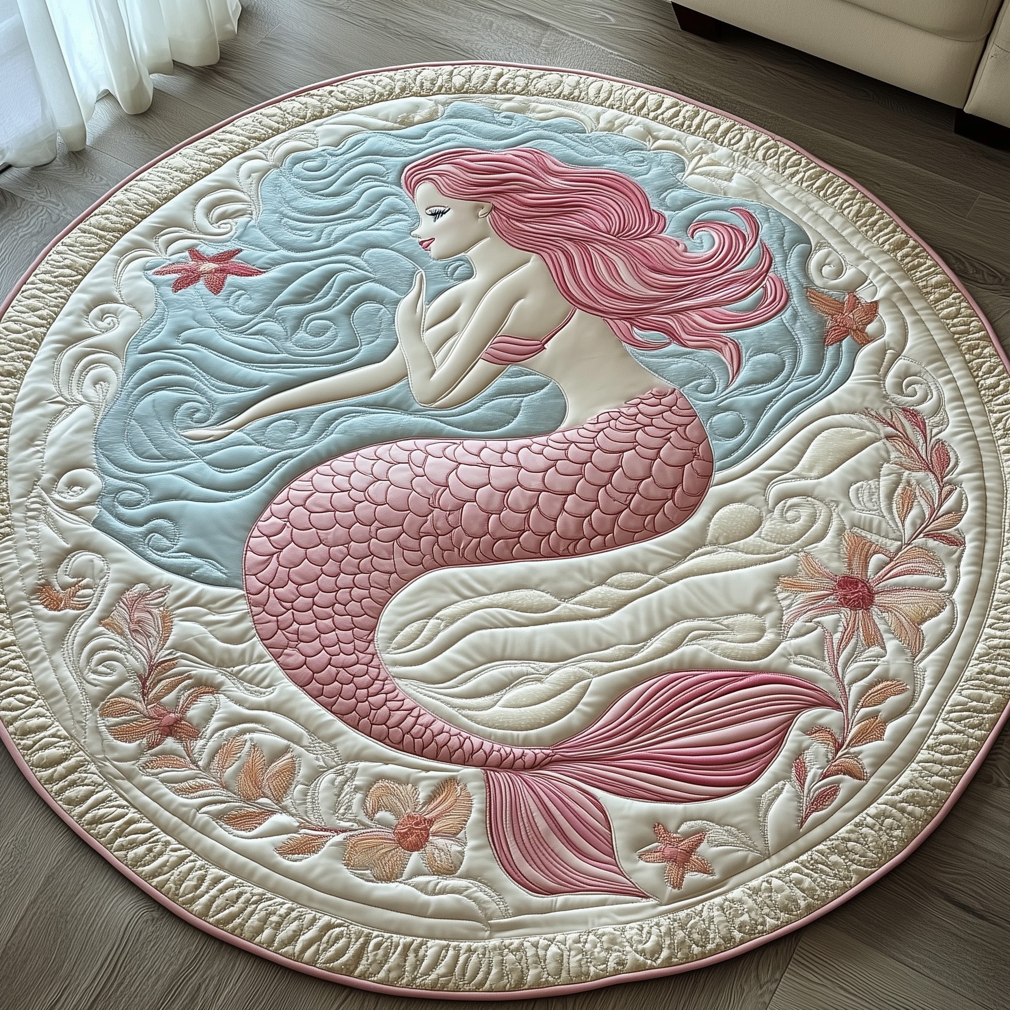 Enchanted Mermaid Quilted Round Mat Perfect Quilted Round Mat for Any Floor Surface
