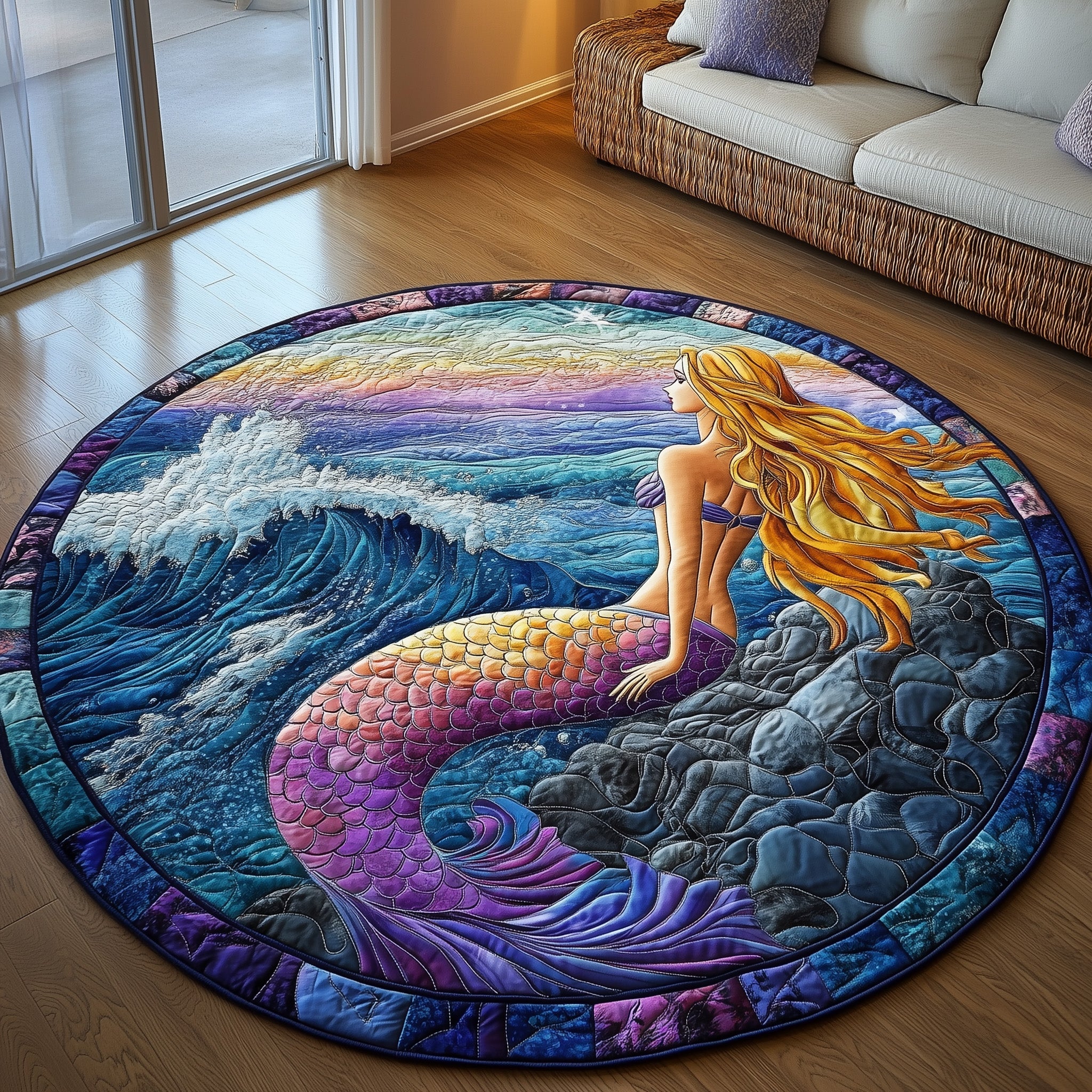 Enchanted Mermaid Quilted Round Mat Unique Quilted Round Mat for Modern Interiors
