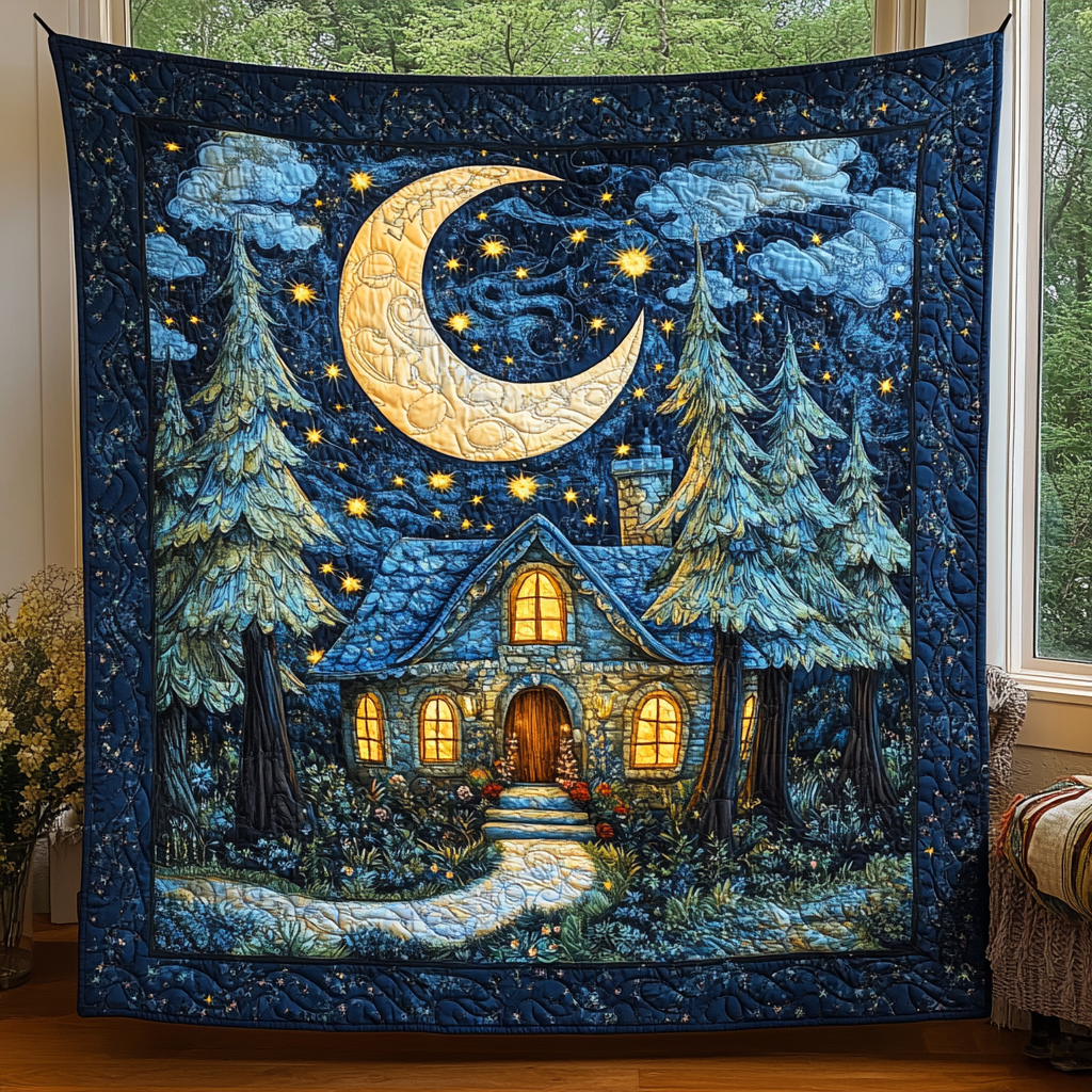 Enchanted Moonlit Home Quilted Blanket For Christmas Gifts