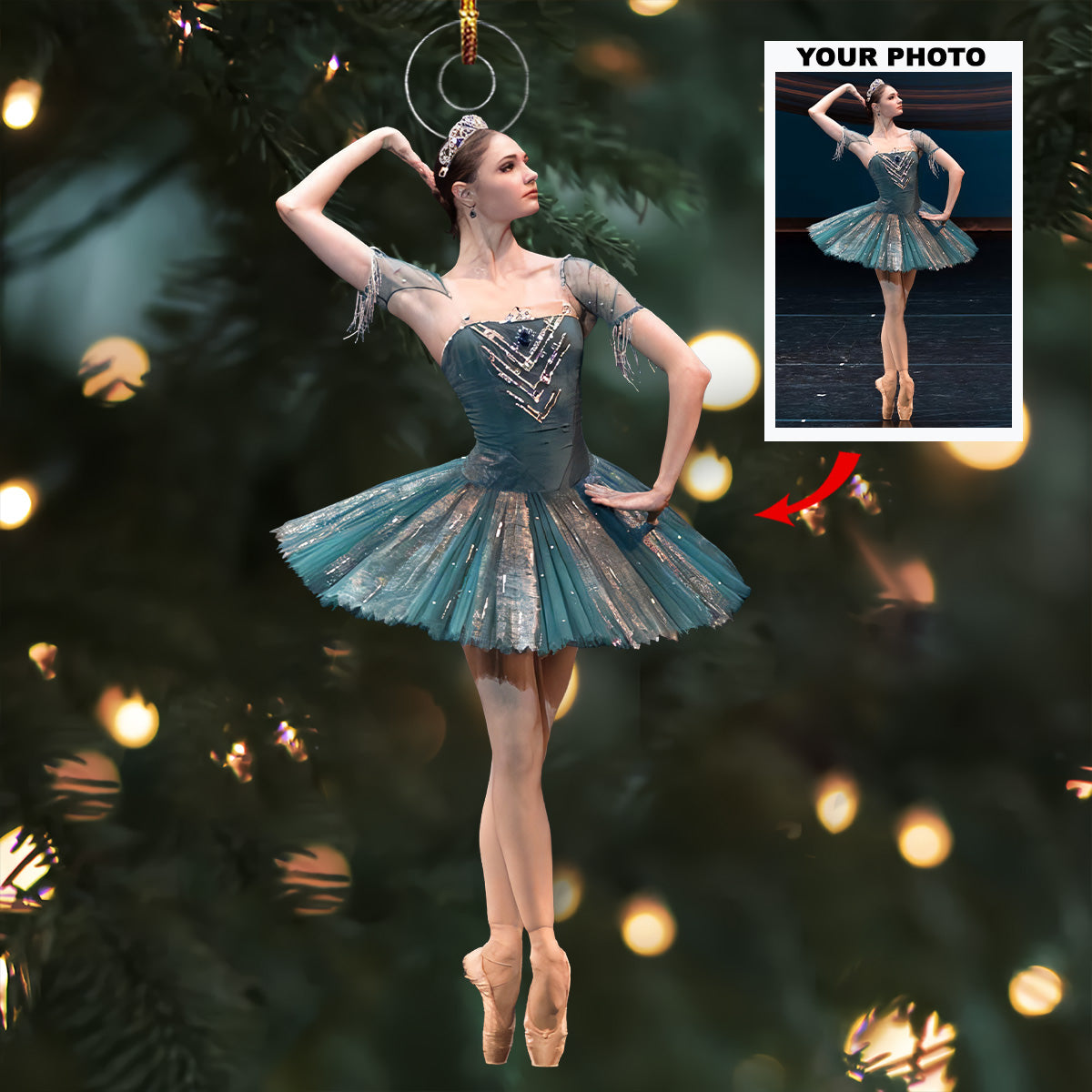 Enchanted Movement Personalized Photo Mica Ornament Gift For Ballet Dancer Ballerinas